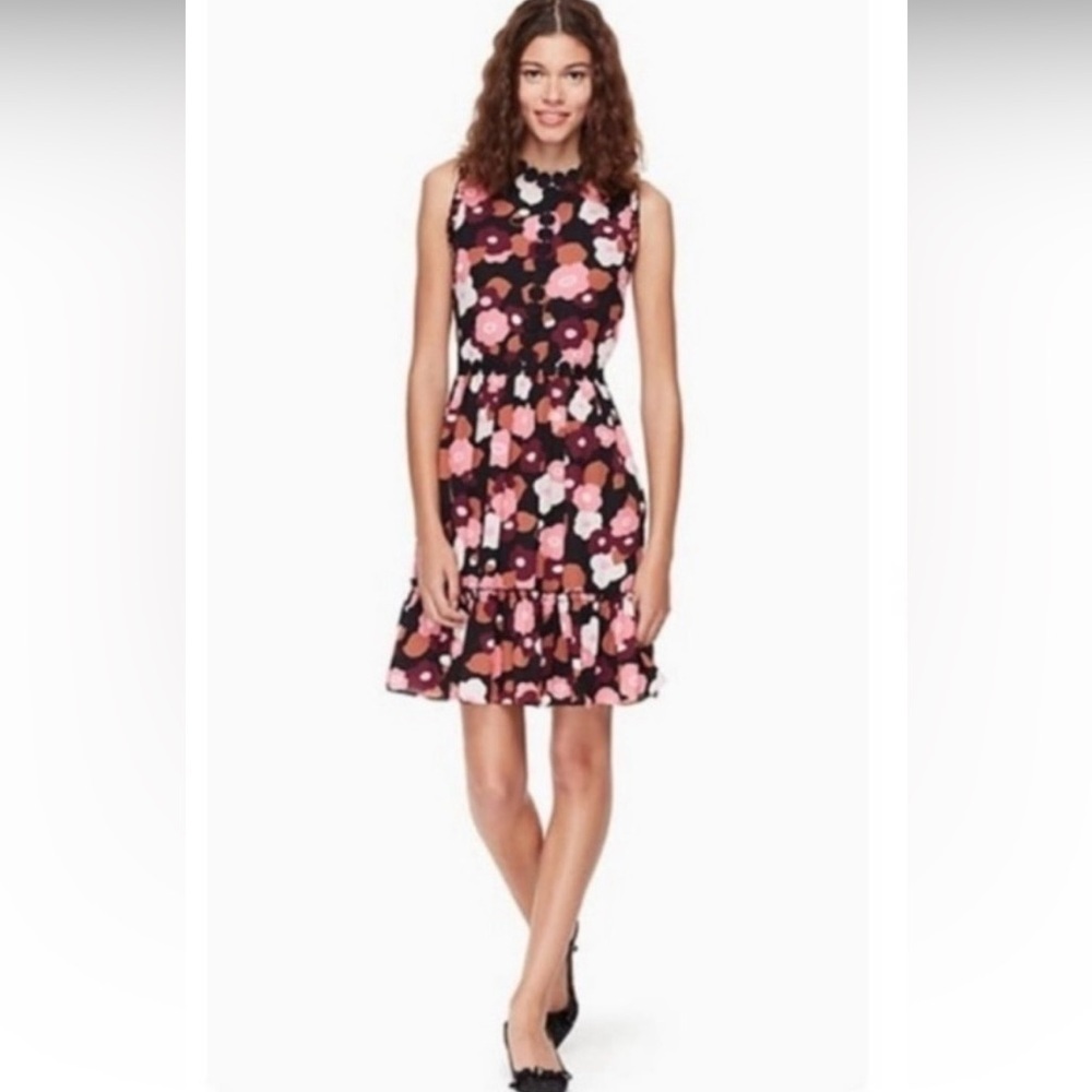 Kate Spade Blooming Floral Mini Dress Tiered Ruffles Sleeveless Size 8 NWOT - Picture 2 of 10